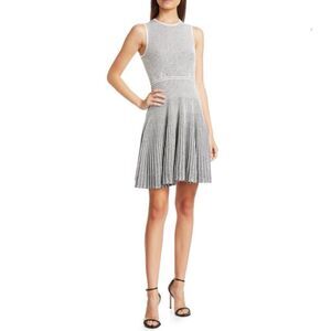 Theory Women’s Novelty Marled Pleated Prosecco Flare Dress, size Small
